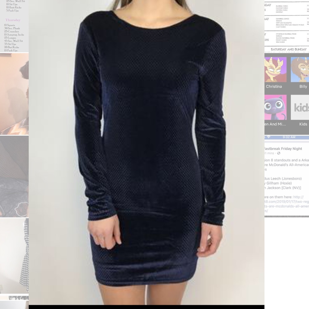 Black Swan Navy Long Sleeve Dress